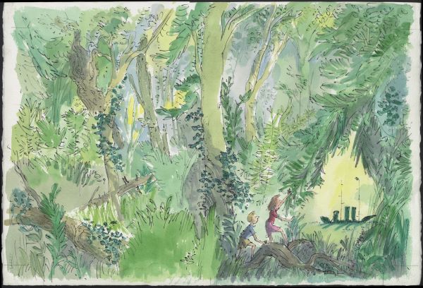 Cover illustration for The Green Ship by Quentin Blake (© Quentin Blake 1998).